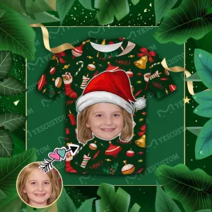 #6-15Y Custom Face Cute Jingle Bells Kid's All Over Print T-shirt