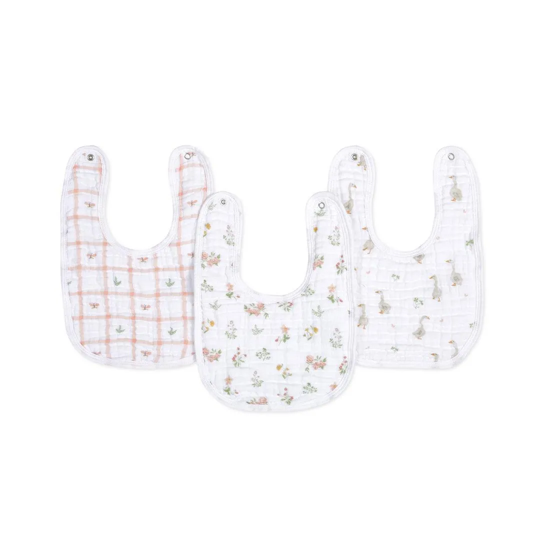 aden   anais Essentials Muslin Baby Snap Bibs - 3 Pack - Country Floral