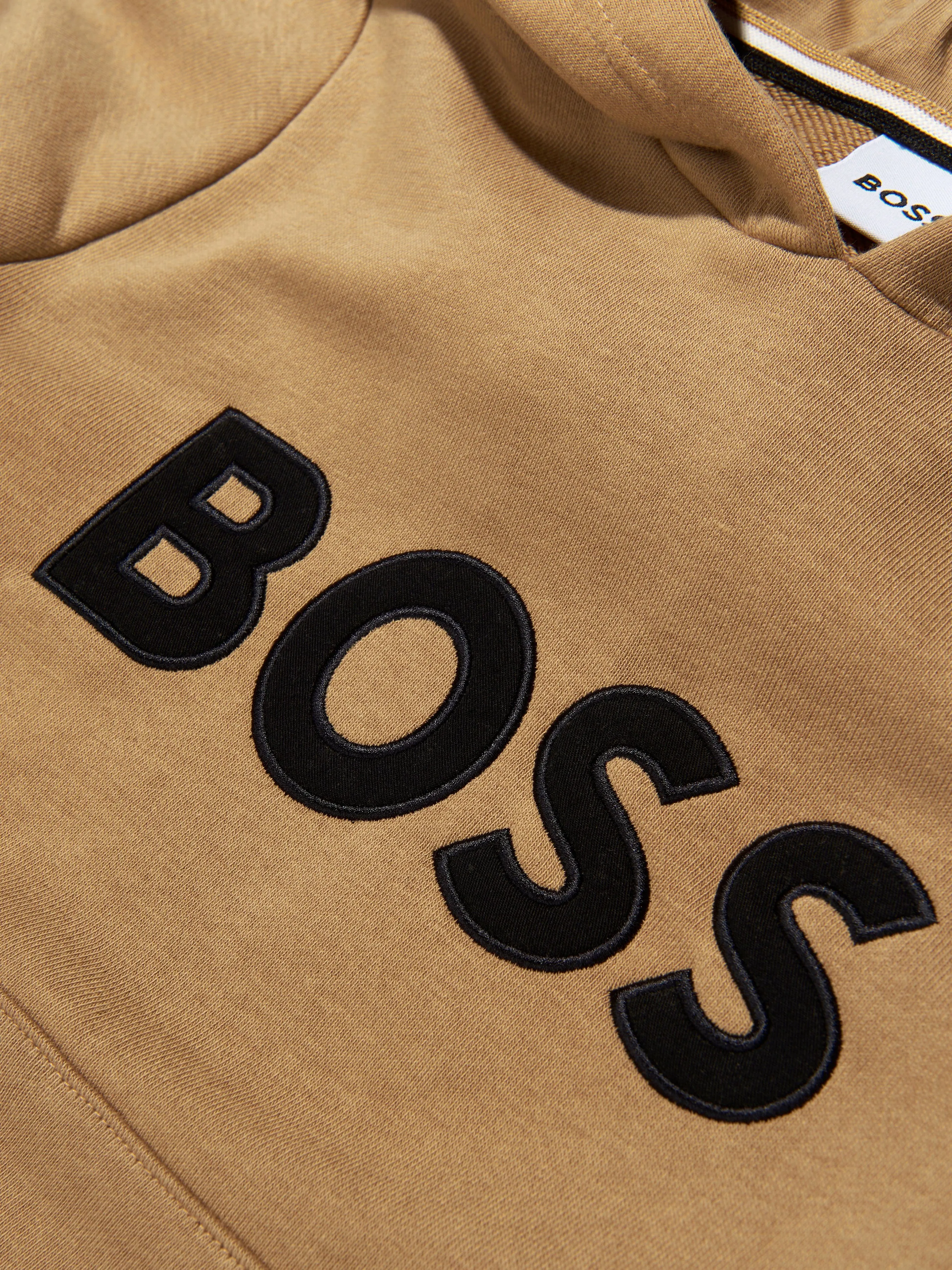 BOSS Boys Logo Hoodie In Beige