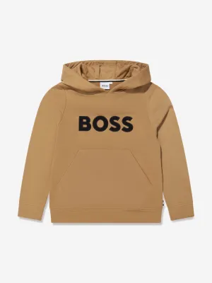 BOSS Boys Logo Hoodie In Beige