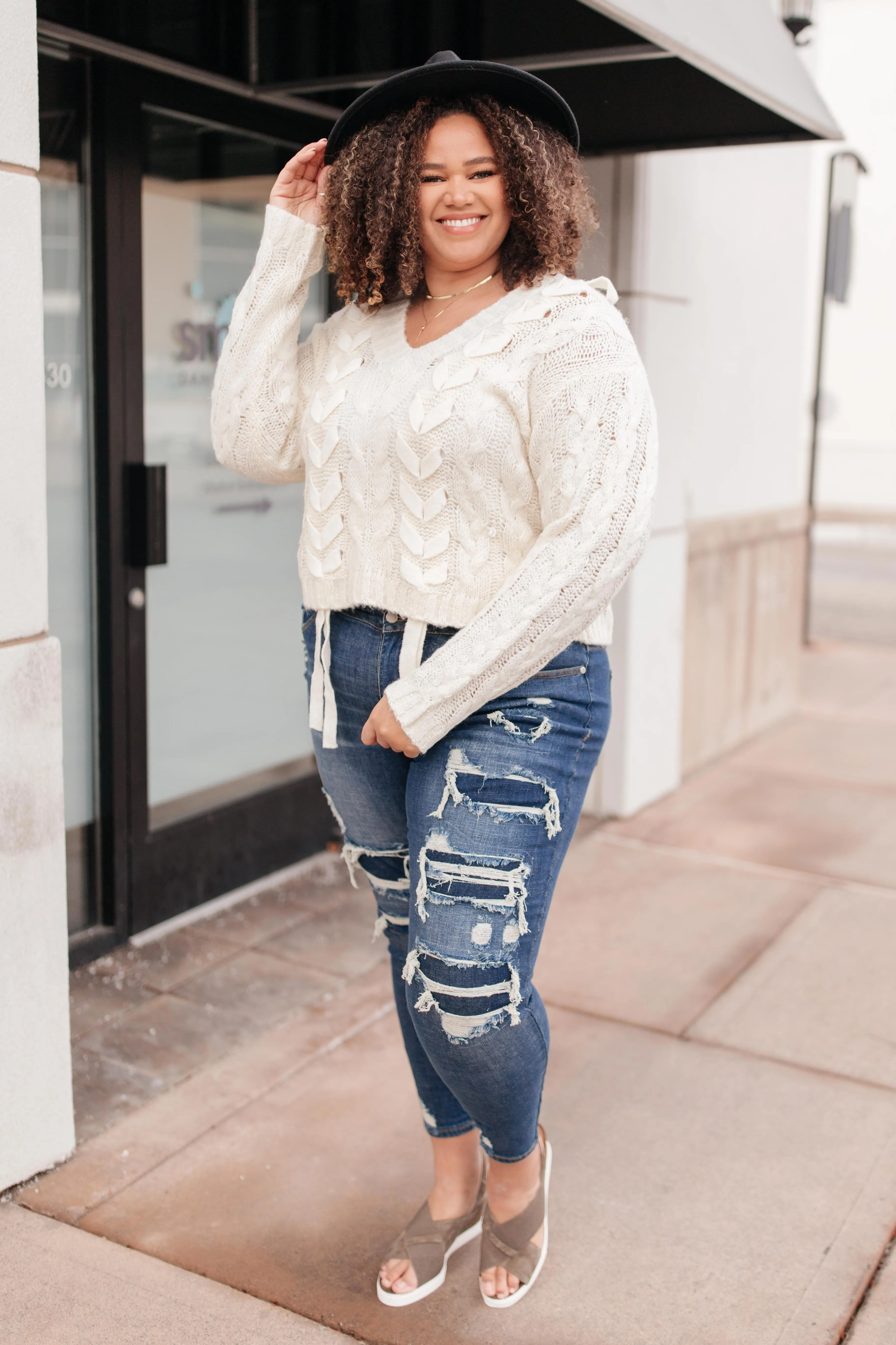 Braids and Ribbon Sweater