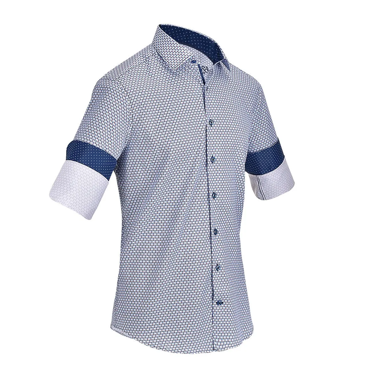 CM0W547 - Cuadra blue fashion soft cotton abstract shirt for men