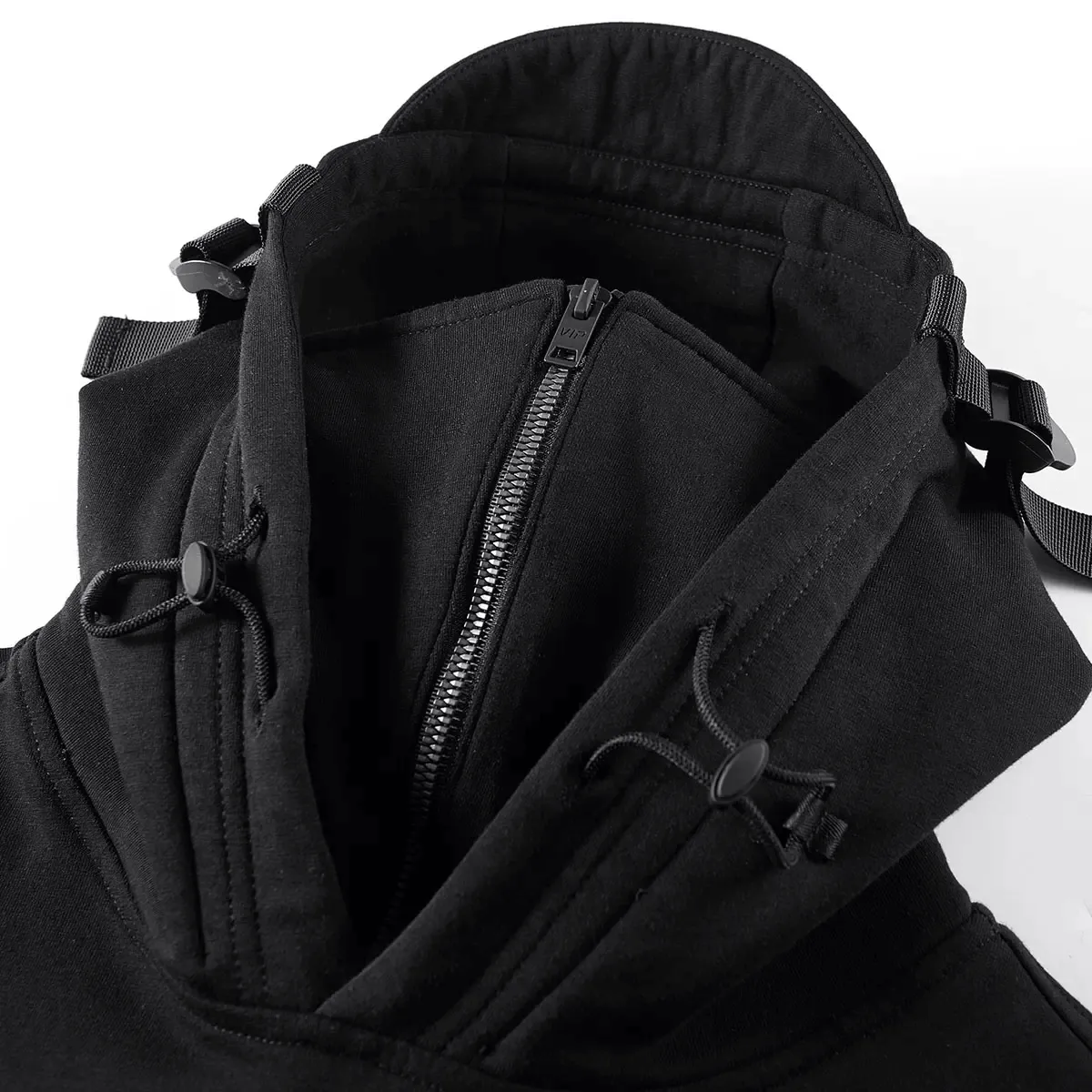 Double Neckline Hoodies With Pockets on Sleeves / Alternative Fashion Clothing