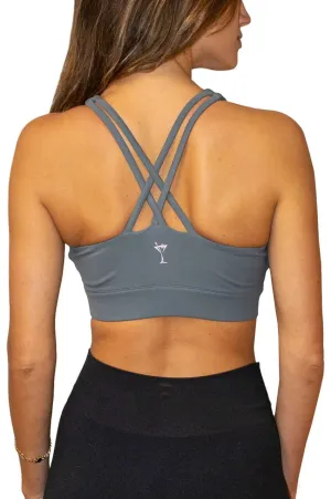 Grey Crossover Sports Bra