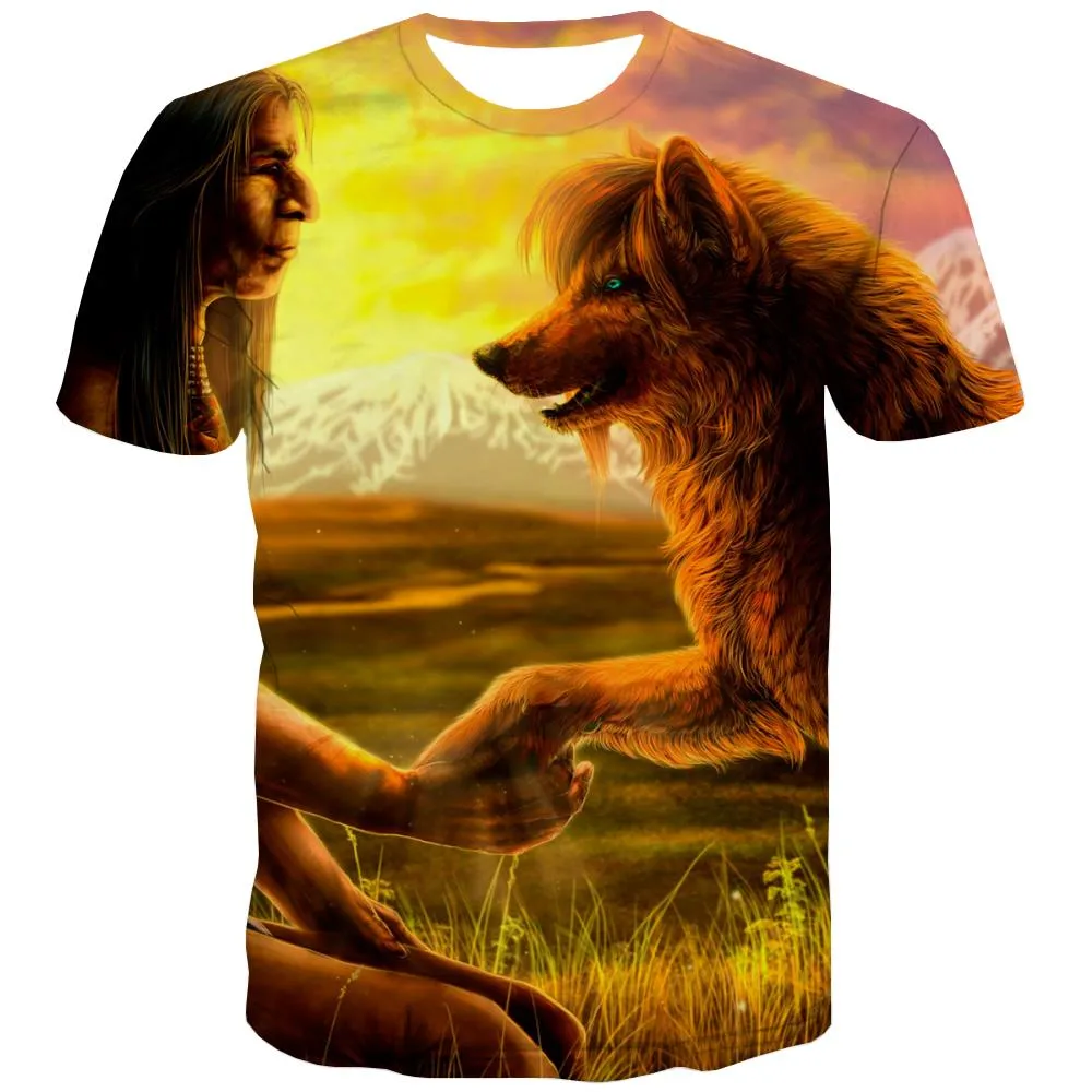 Indians T shirts Men Grassland Tshirts Cool Sunset Tshirt Anime War T-shirts Graphic