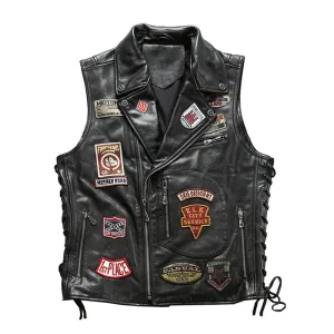 Men's Cowhide Leather Stylish Rider Vest / Biker Style Clothes