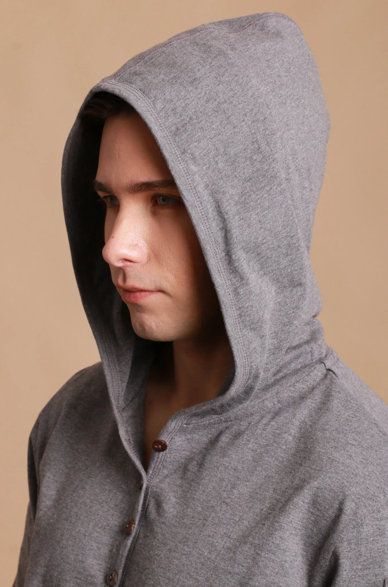 Men's Jersey Pullover Hoodie with Built-in Sleep Eye Mask