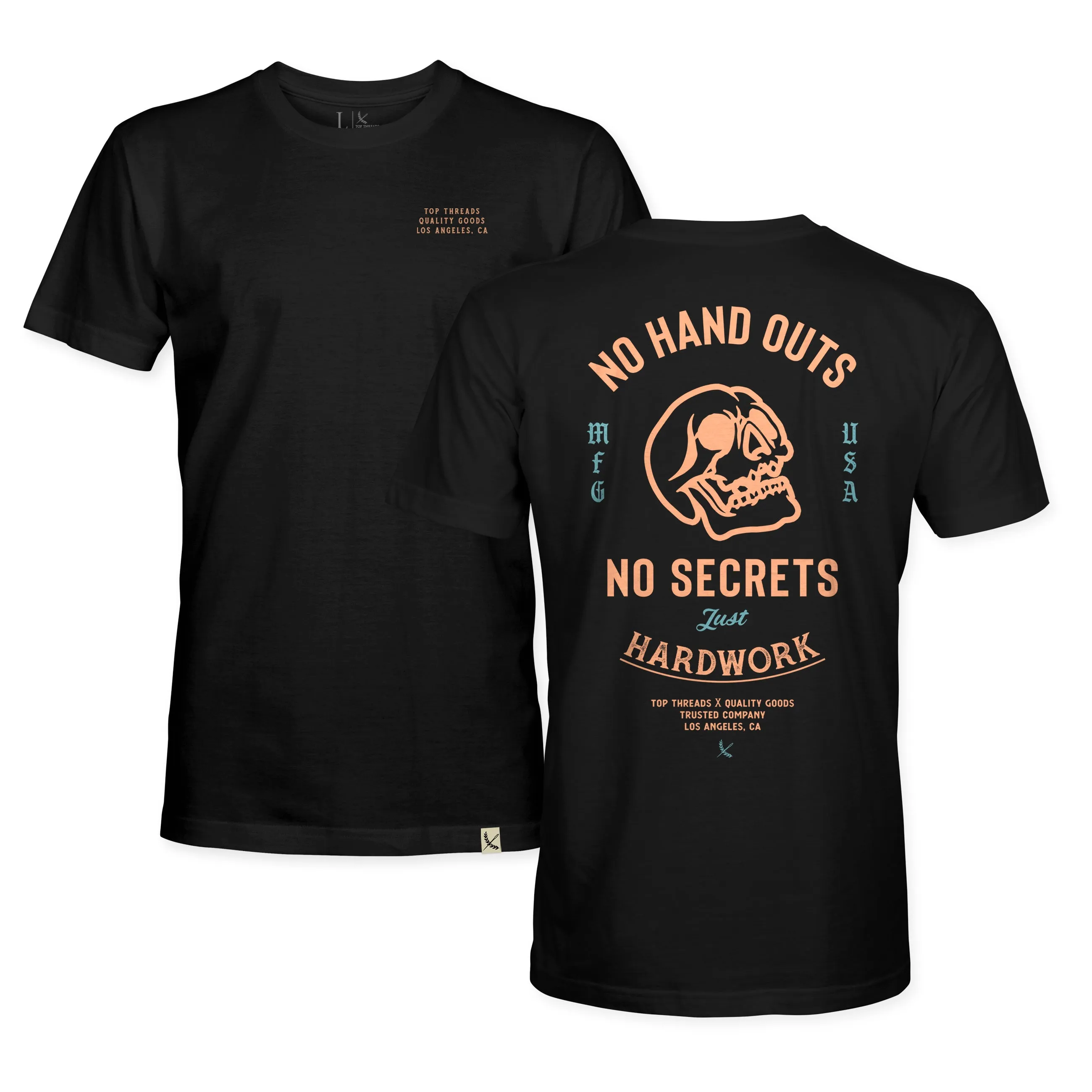 NO HAND OUTS TEE - BLACK/ORANGE