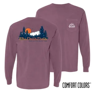 Phi Delt Comfort Colors Berry Retro Wilderness Long Sleeve Pocket Tee