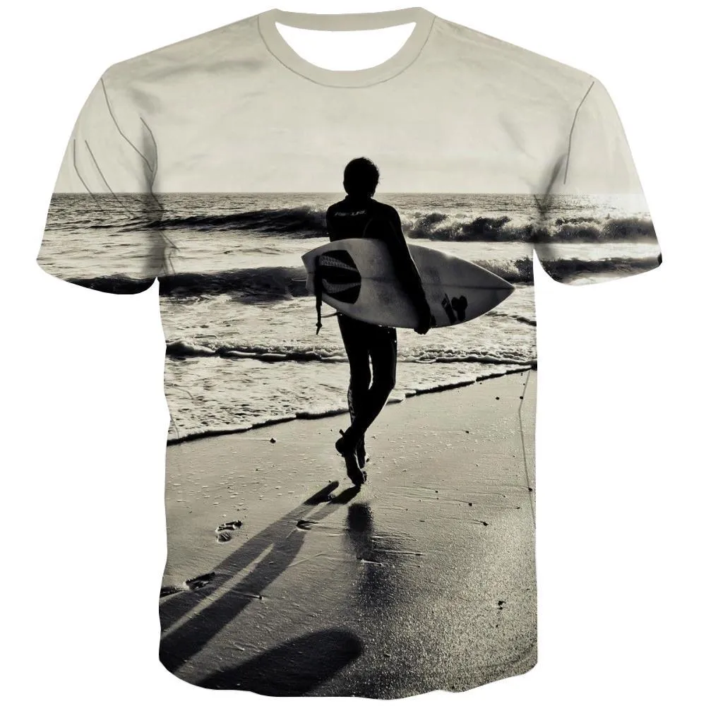 surf T shirts Men The sea T-shirts 3d sport Tshirts Cool Cool Shirt Print