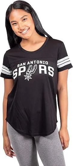 Ultra Game NBA Official Women's Soft Mesh T-Shirt, San Antonio Spurs, Black|San Antonio Spurs