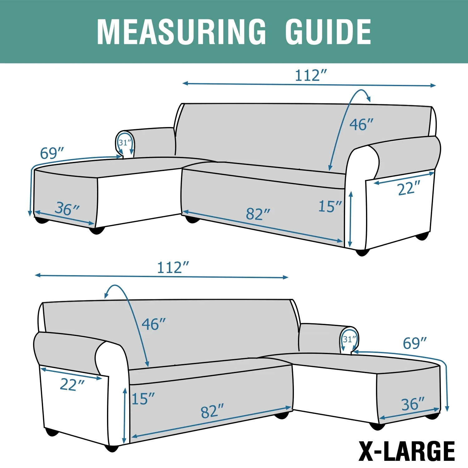 Universal Non-Slip L-Shape Sectional Sofa Cover