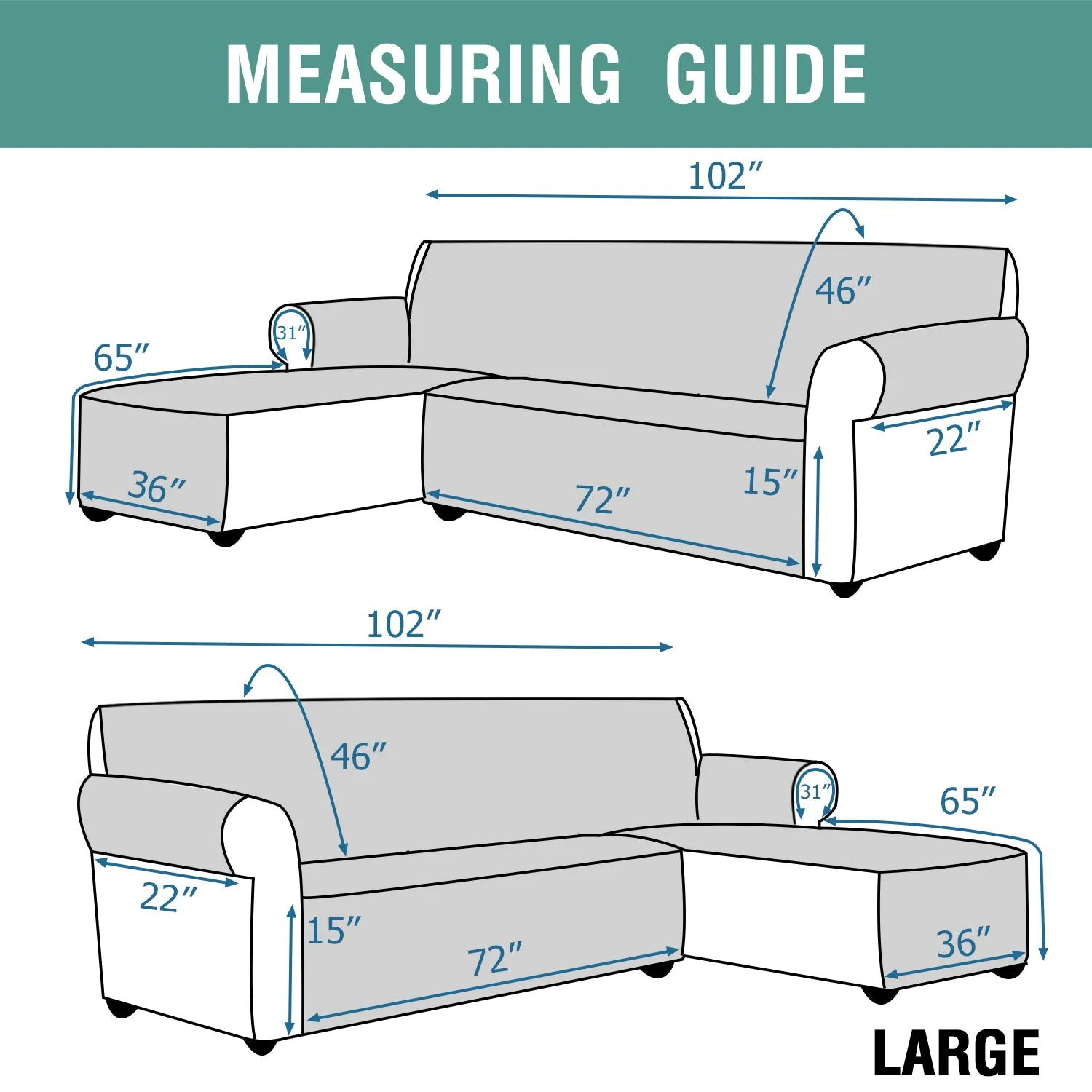 Universal Non-Slip L-Shape Sectional Sofa Cover