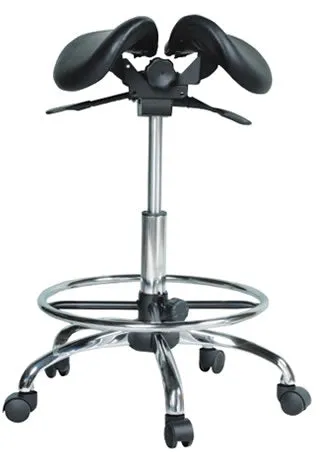 USA Patented Twin Tiltable Saddle Stool with Adjustable Seat Width and Center Gap [GENUINE LEATHER]