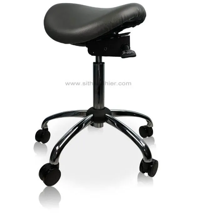 USA Patented Twin Tiltable Saddle Stool with Adjustable Seat Width and Center Gap [GENUINE LEATHER]