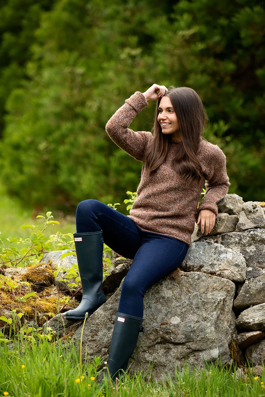 Womens Chunky cuffed jumper - Autumn marl