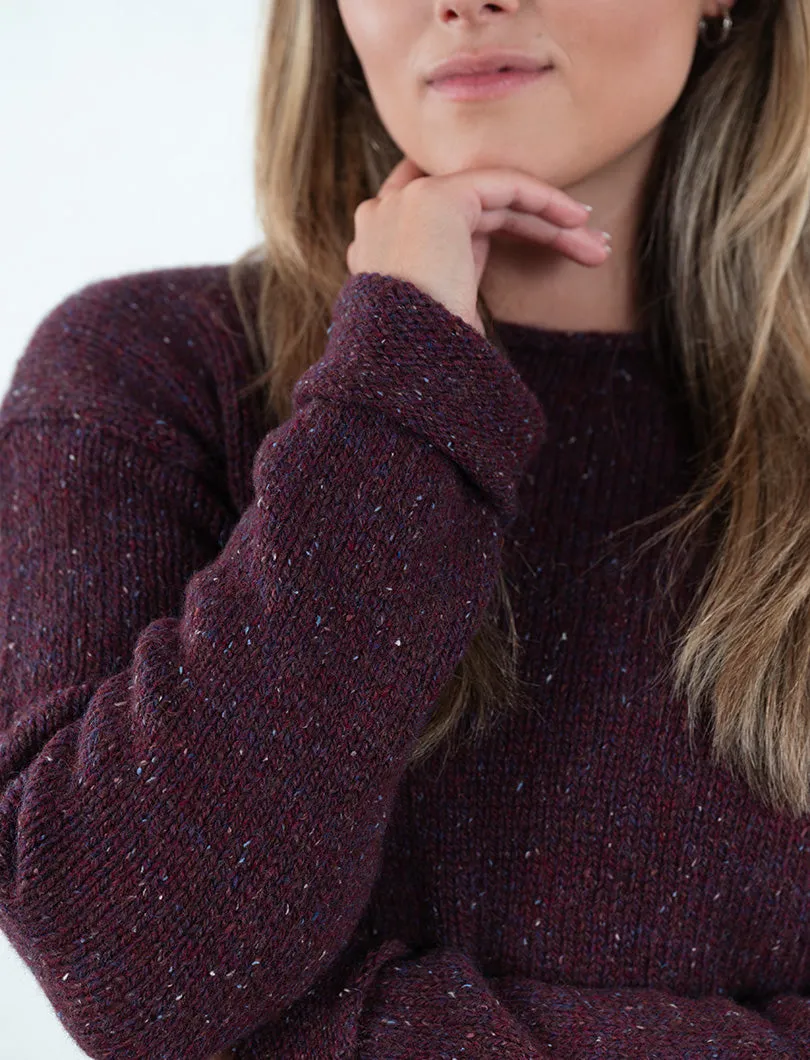 Womens Chunky cuffed jumper - Berry marl