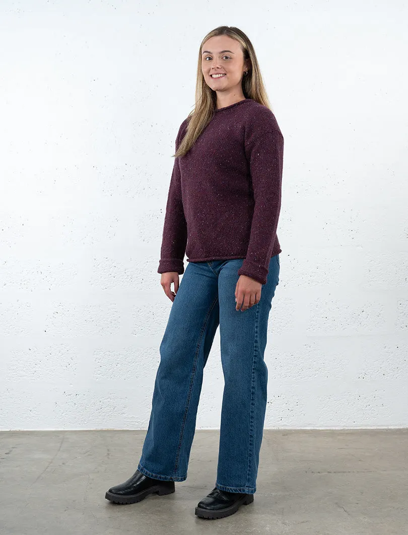 Womens Chunky cuffed jumper - Berry marl