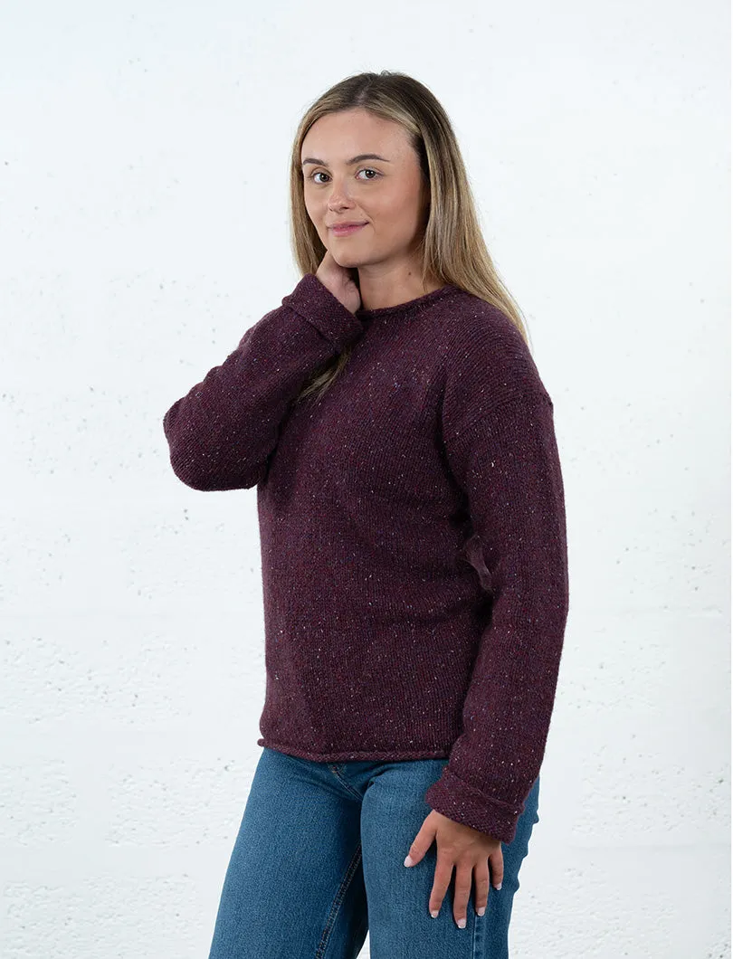 Womens Chunky cuffed jumper - Berry marl